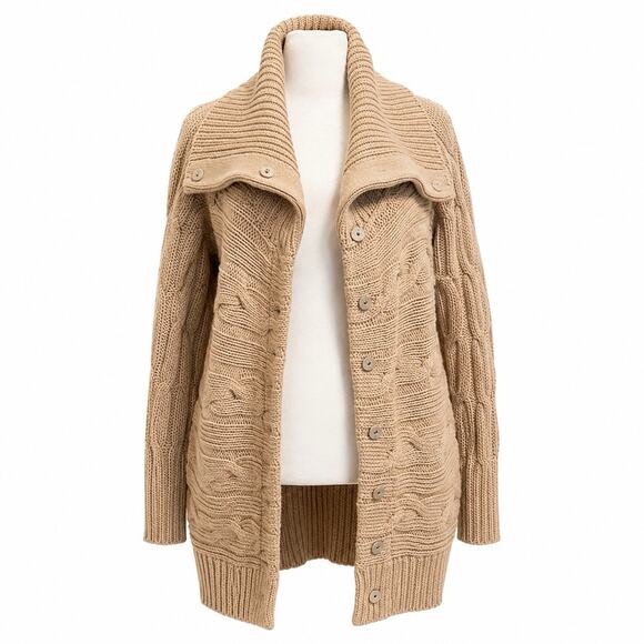 Talbots Sweaters - Talbots 100% Cotton Beachy Chunky Cable Knit Fisherman Cardigan Sweater 1X NWOT
